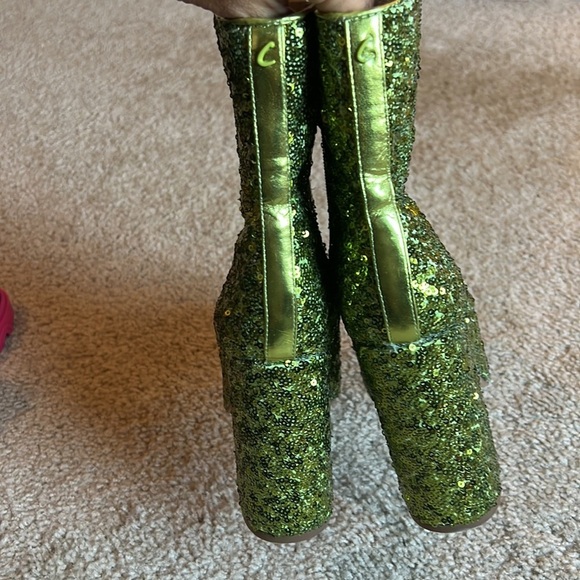 Circus by Sam Edelman Ilana Fashion green grinch sequin heel boot shoe 6.5 - Picture 7 of 11